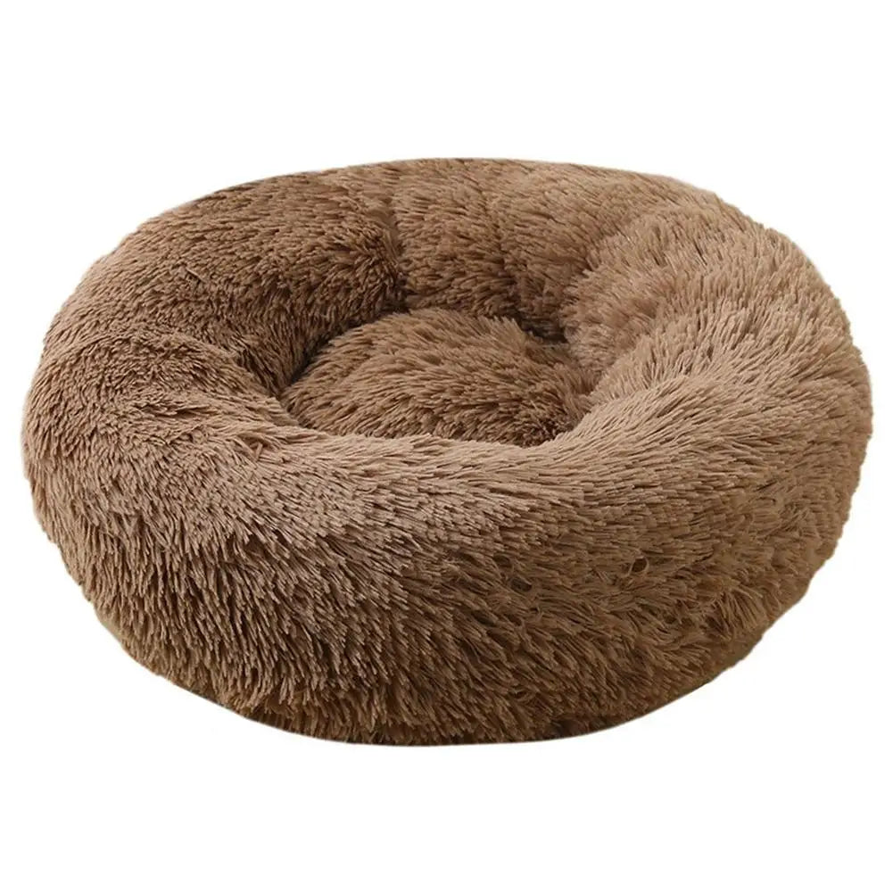 Warm Faux Fur Calming Donut Pet Bed for Cats & Small Dogs – Washable Plush Sleeping Cushion