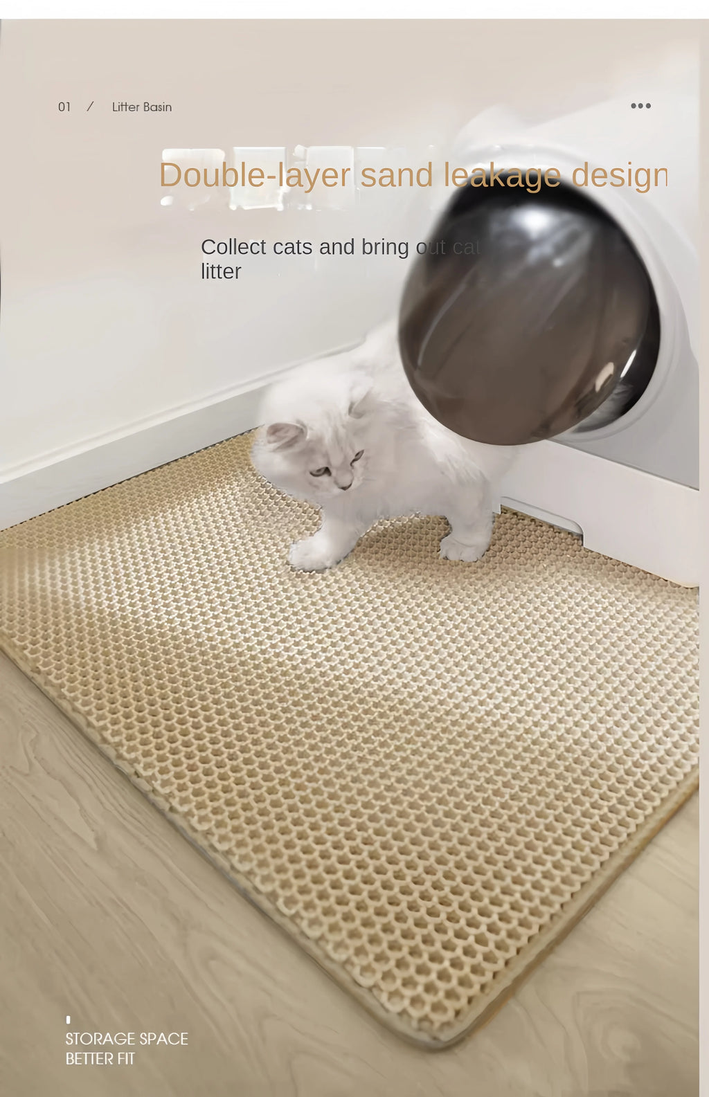 Waterproof Double Layer Cat Litter Mat – Honeycomb EVA Litter Trapping Mat, Non-Slip Washable Pet Toilet Floor Protector