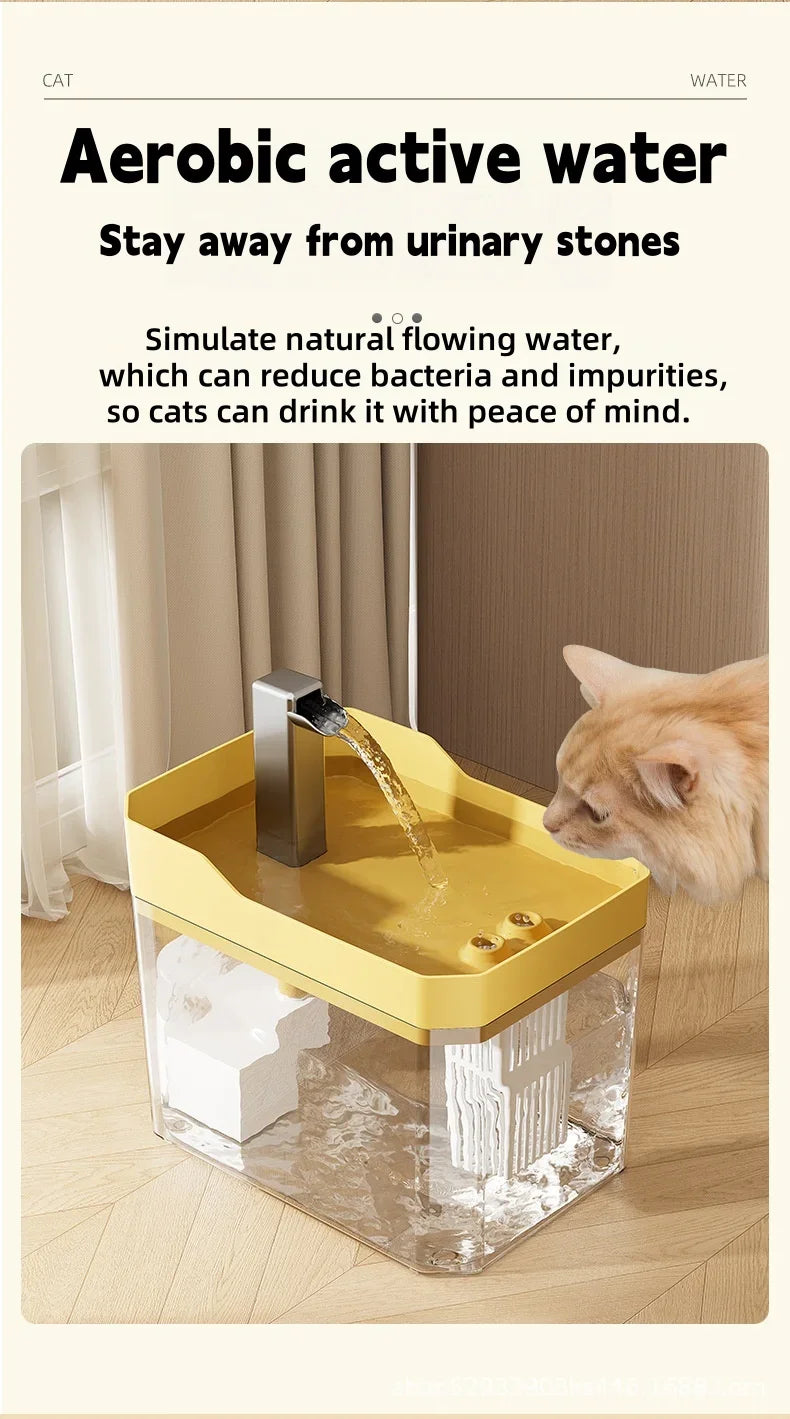 1.5L Automatic Cat Water Fountain – USB Pet Drinking Dispenser with Filter & Quiet Pump