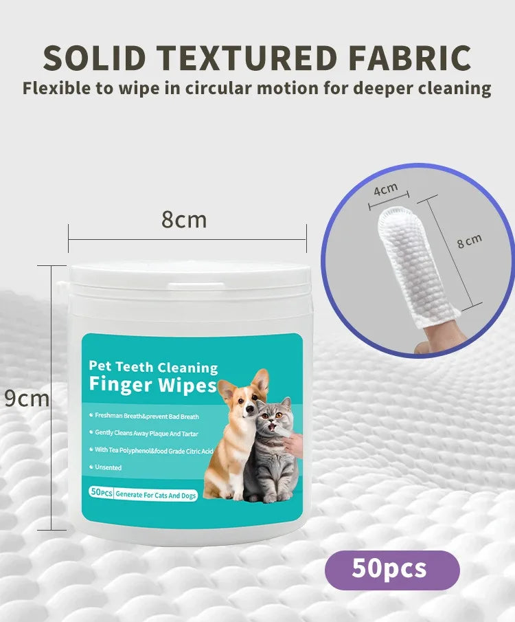Disposable Pet Finger Toothbrush Wipes for Dogs cat Cats | Oral Teeth Cleaning Finger Covers