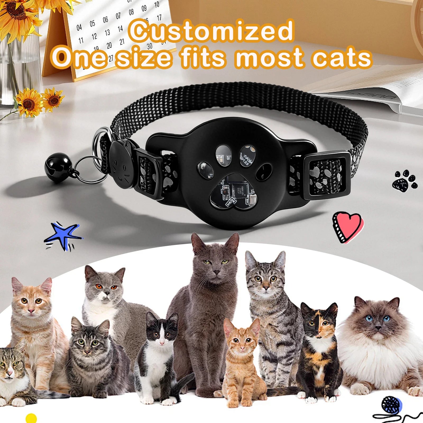 MOSON Smart Pet GPS Tracker Collar for Cats and Small Pets | iOS Compatible