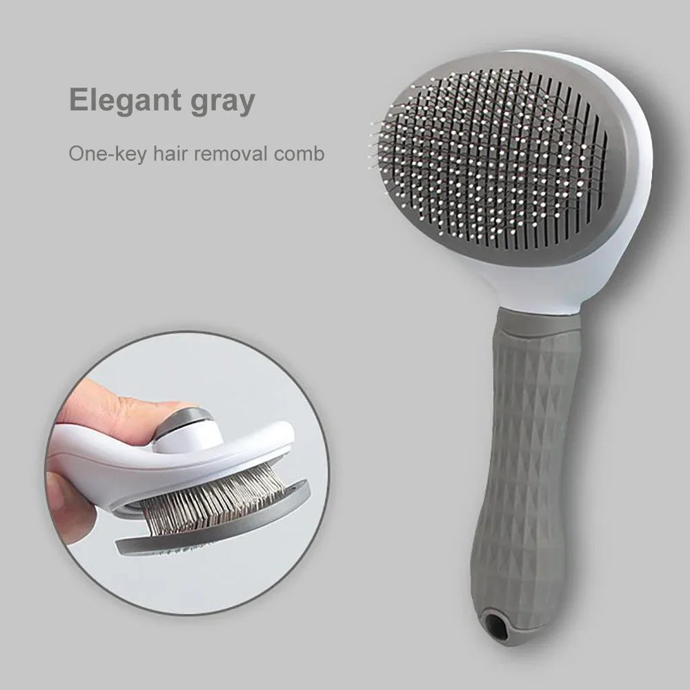 Dog & Cat Grooming Brush – Stainless Steel Pet Hair Remover & Deshedding Comb