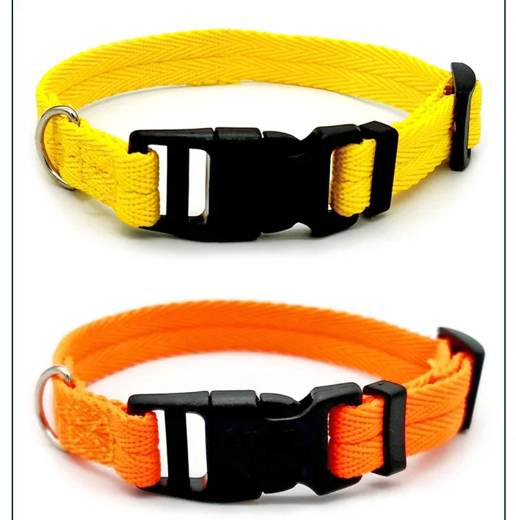 Solid Color Dog Collar for Small and Medium Dogs | Quick Release Adjustable Puppy Training Collar for Teddy Bichon Cats