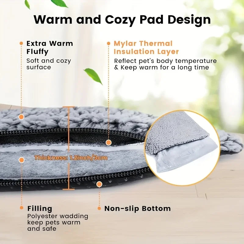 Winter Warm Pet Mattress for Dogs and Cats | Non-Slip Washable Cozy Bed Mat for Small to Large Pets
