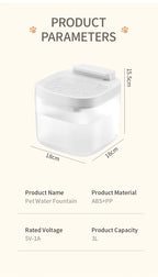 3L Automatic Cat Water Fountain – Silent Circulating Pet Drinking Dispenser with Filter