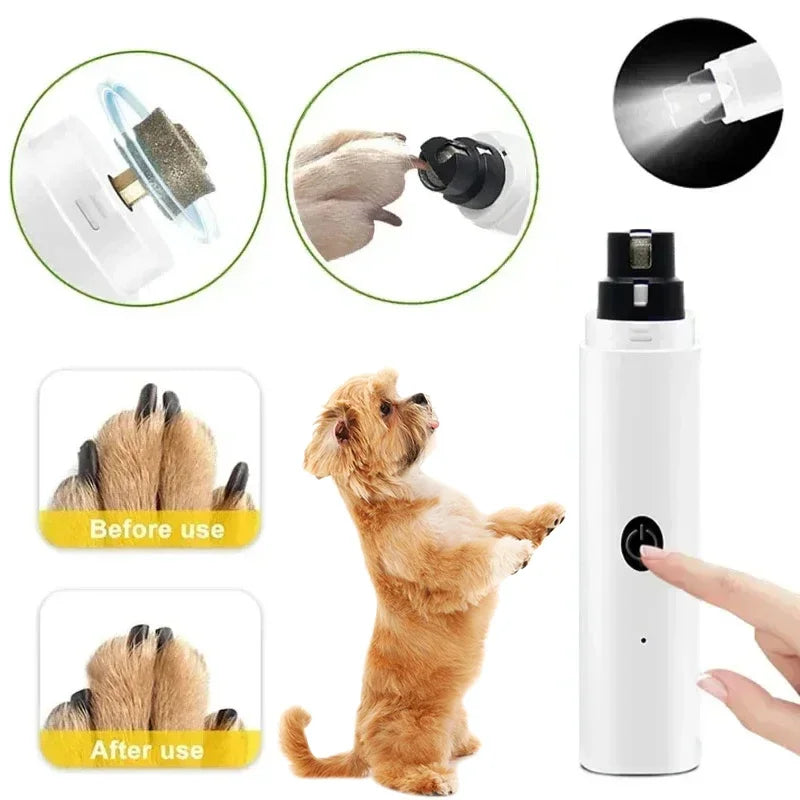 Electric Dog Nail Grinder – USB Rechargeable Pet Nail Clippers with LED Light, Quiet Pet Grooming Tool for Dogs & Cats