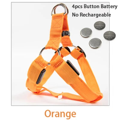 LED Dog Harness USB Rechargeable – Adjustable Flashing No Pull Safety Harness with Reflective Lights for Small, Medium & Large Dogs