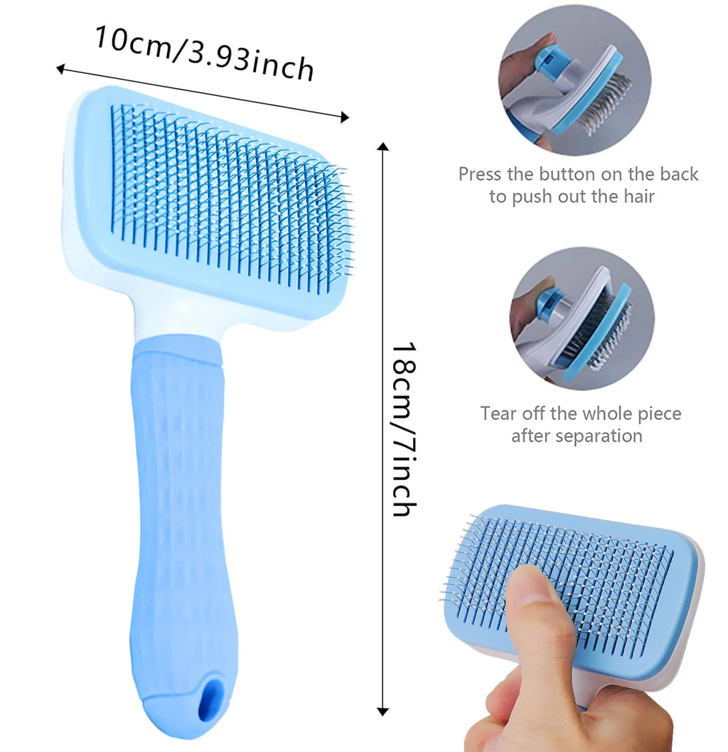 Dog & Cat Grooming Brush – Stainless Steel Pet Hair Remover & Deshedding Comb
