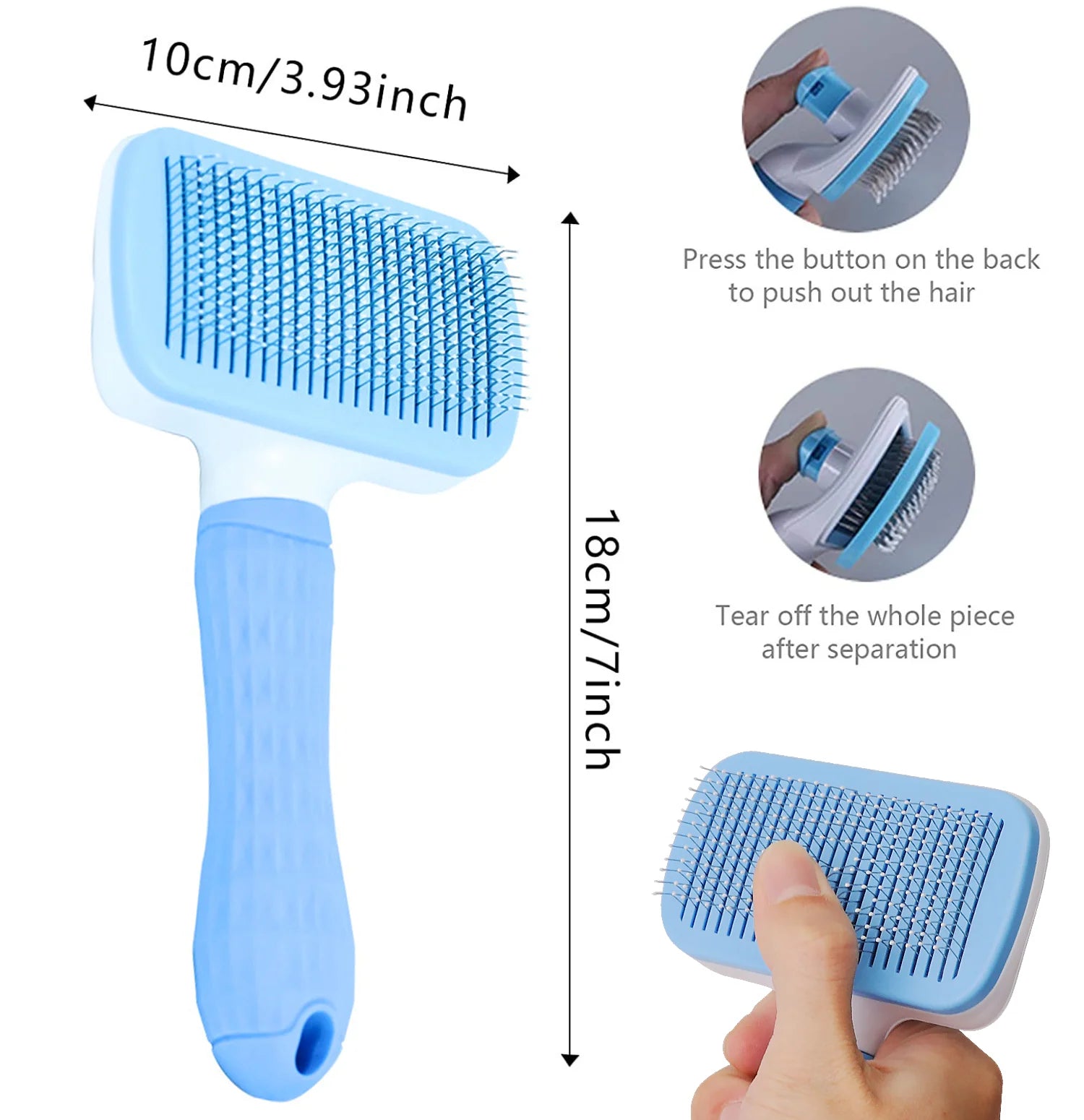 Dog & Cat Grooming Brush – Stainless Steel Pet Hair Remover & Deshedding Comb
