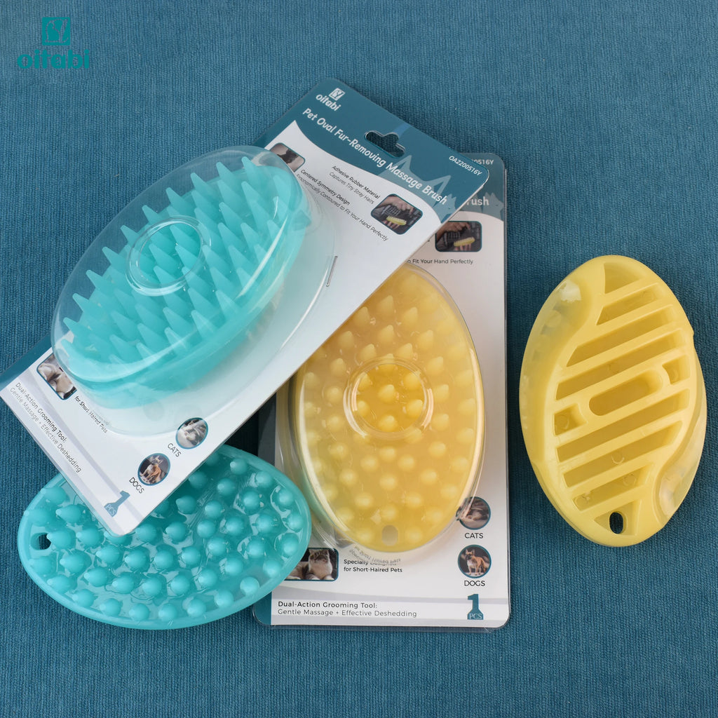 Oitabi Soft Rubber Pet Grooming Brush for Dogs & Cats – Bathing, Deshedding, Massage & Hair Removal Brush