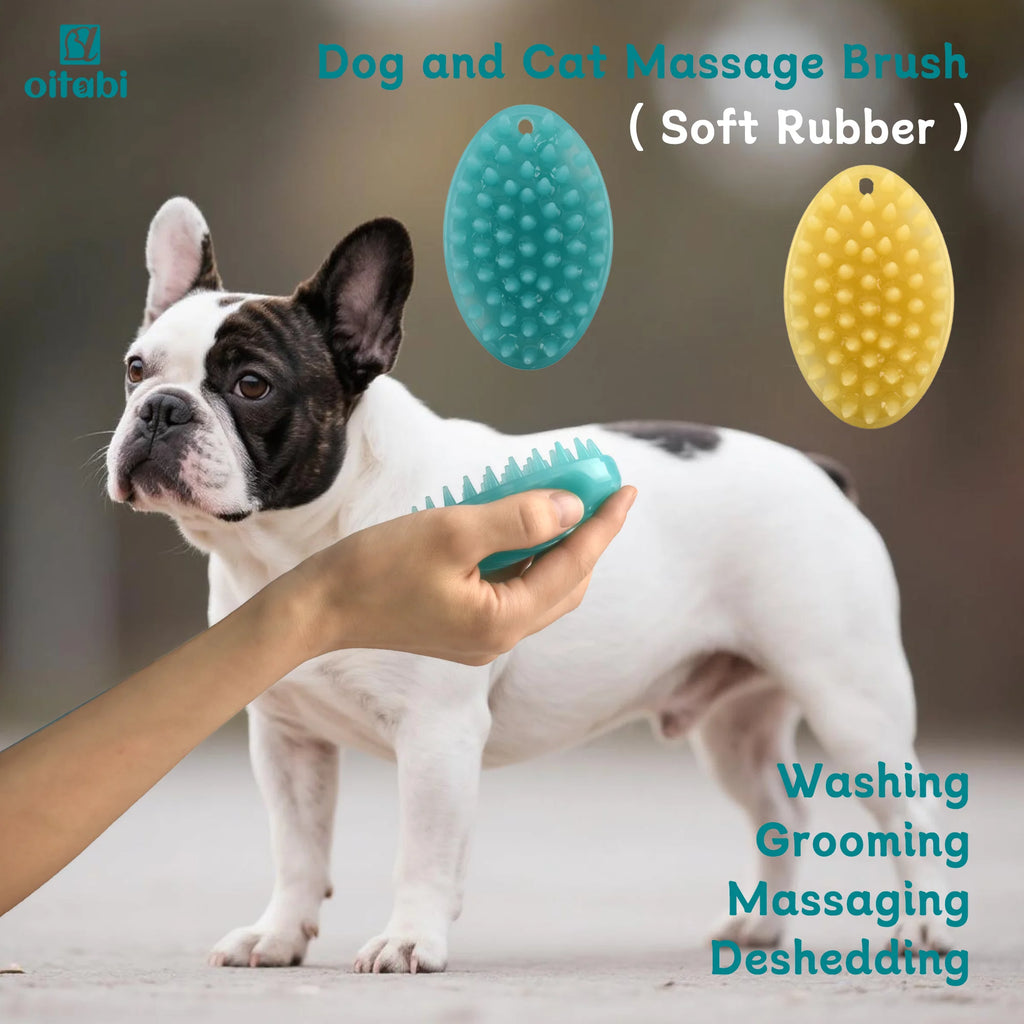 Oitabi Soft Rubber Pet Grooming Brush for Dogs & Cats – Bathing, Deshedding, Massage & Hair Removal Brush