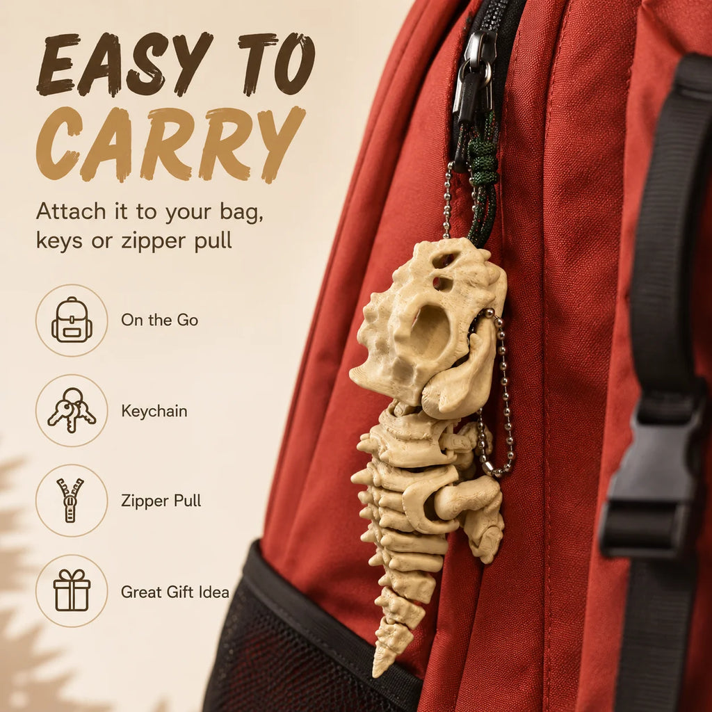 3D Printed T-Rex Skeleton Keychain – Articulated Dinosaur Fidget Model