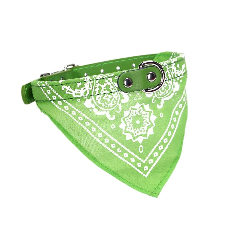 PU Leather Cat and Dog Collar with Scarf – Adjustable Puppy Collar for Chihuahua, Corgi, Cats and Small Medium Dogs