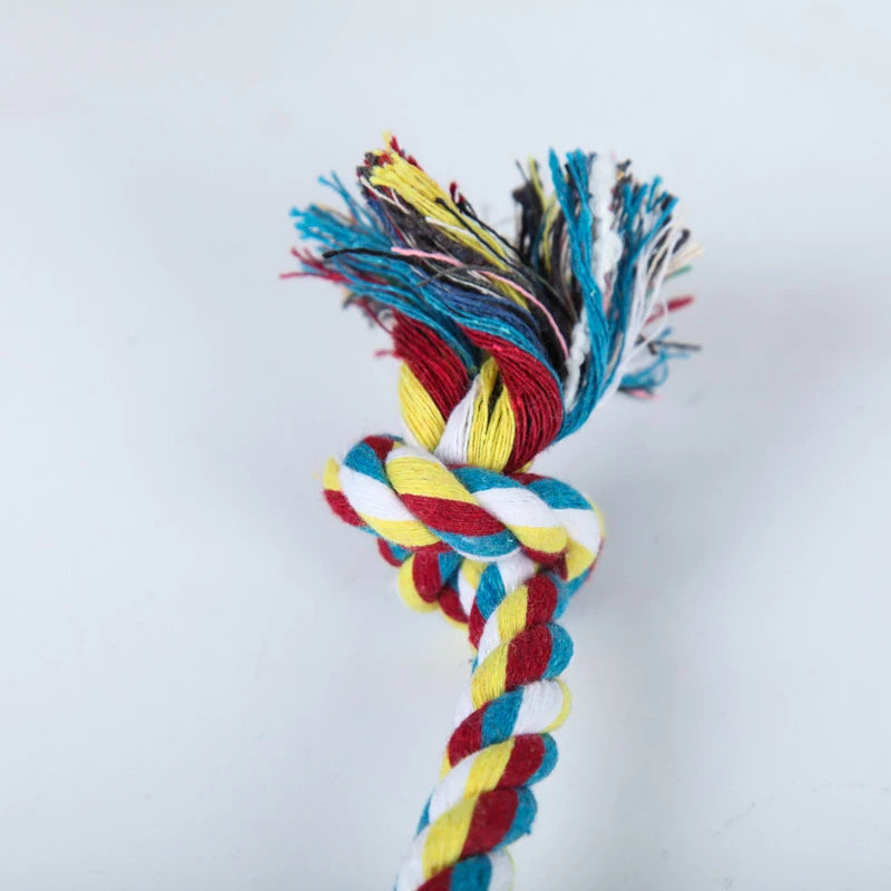 Random Color Double Knot Cotton Rope Dog Chew Toy for Puppies and Small Dogs