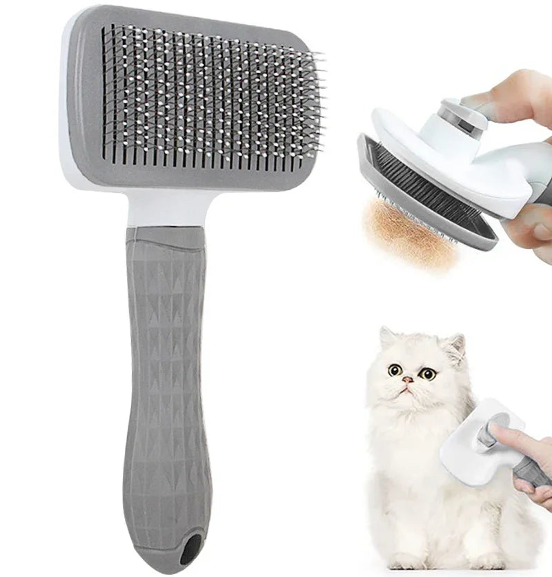 Dog & Cat Grooming Brush – Stainless Steel Pet Hair Remover & Deshedding Comb