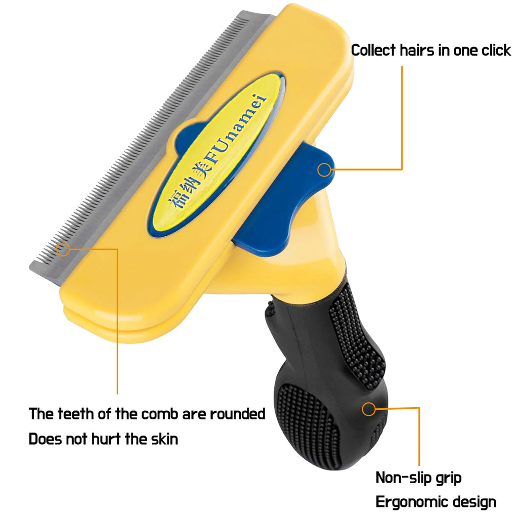 Dog & Cat Deshedding Grooming Brush | Undercoat Hair Remover Comb for Long & Short Hair