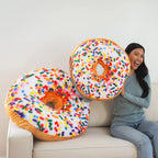 3D Sprinkle Donut Throw Pillow - Made with Super Soft & Ultra Premium Fabric - Cute, Comfortable, Plush Stuffed Doughnut Cake