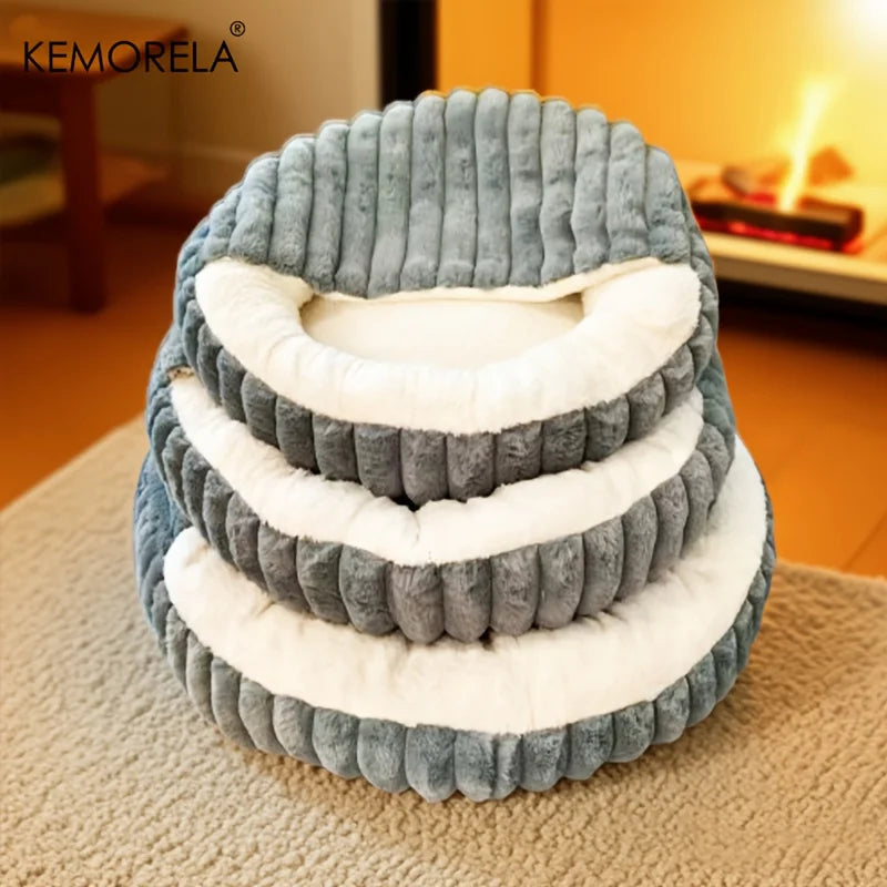 Warm Calming Hooded Cat Cave Bed for Cats & Puppies – Non-Slip Indoor Sleeping Cushion for Kittens & Small Dogs