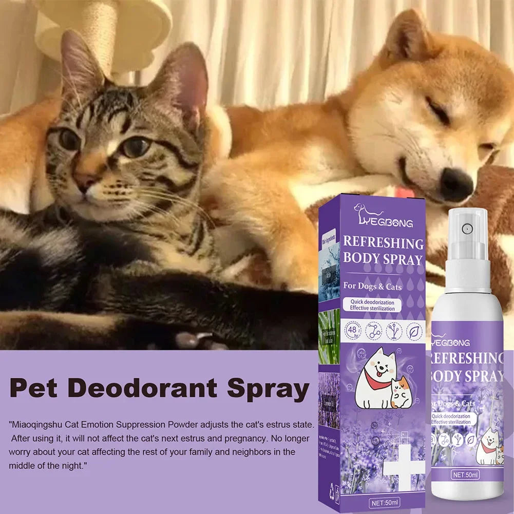 Lavender Pet Deodorizer Spray for Dogs and Cats – Long Lasting Odor Remover & Fresh Scent Perfume Spray 50ml