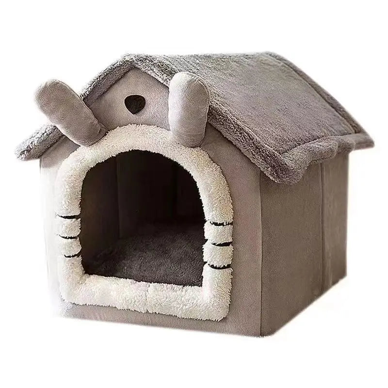 Indoor Warm Dog House Tent Bed for Small Dogs & Cats – Removable Washable Cushion All-Season Pet Kennel