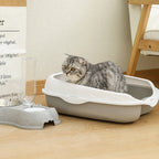 Semi-Enclosed Cat Litter Box – Large Spatter-Proof Cat Toilet with Anti-Tracking Pedal and Open Ventilation Design