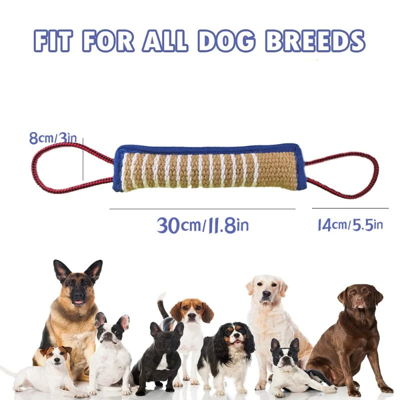 Interactive Jute Dog Chew Pillow – Durable Training & Teeth Cleaning Toy