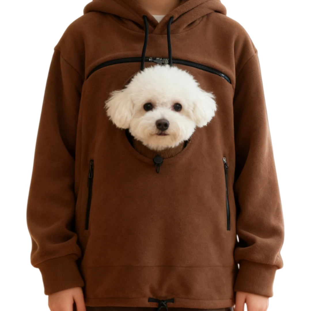 Pet Carrier Hoodie for Small Dogs & Cats | Emerald Bouclé Pocket