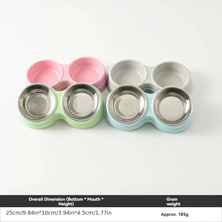 Double Stainless Steel Pet Bowls with Non-Slip Base (Food & Water)