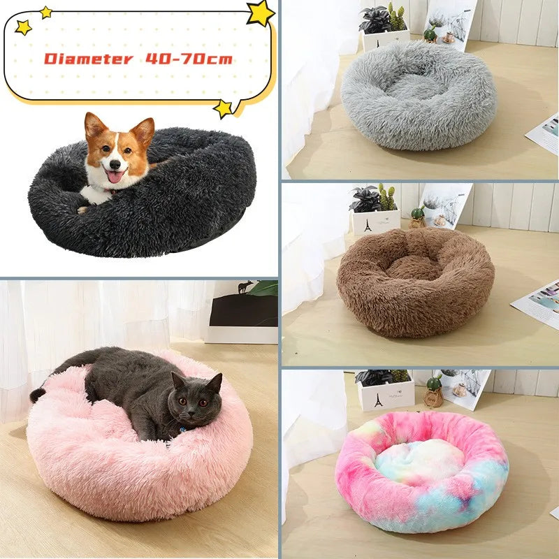 Super Soft Plush Cat Bed – Washable Donut Pet Bed for Cats and Small Dogs