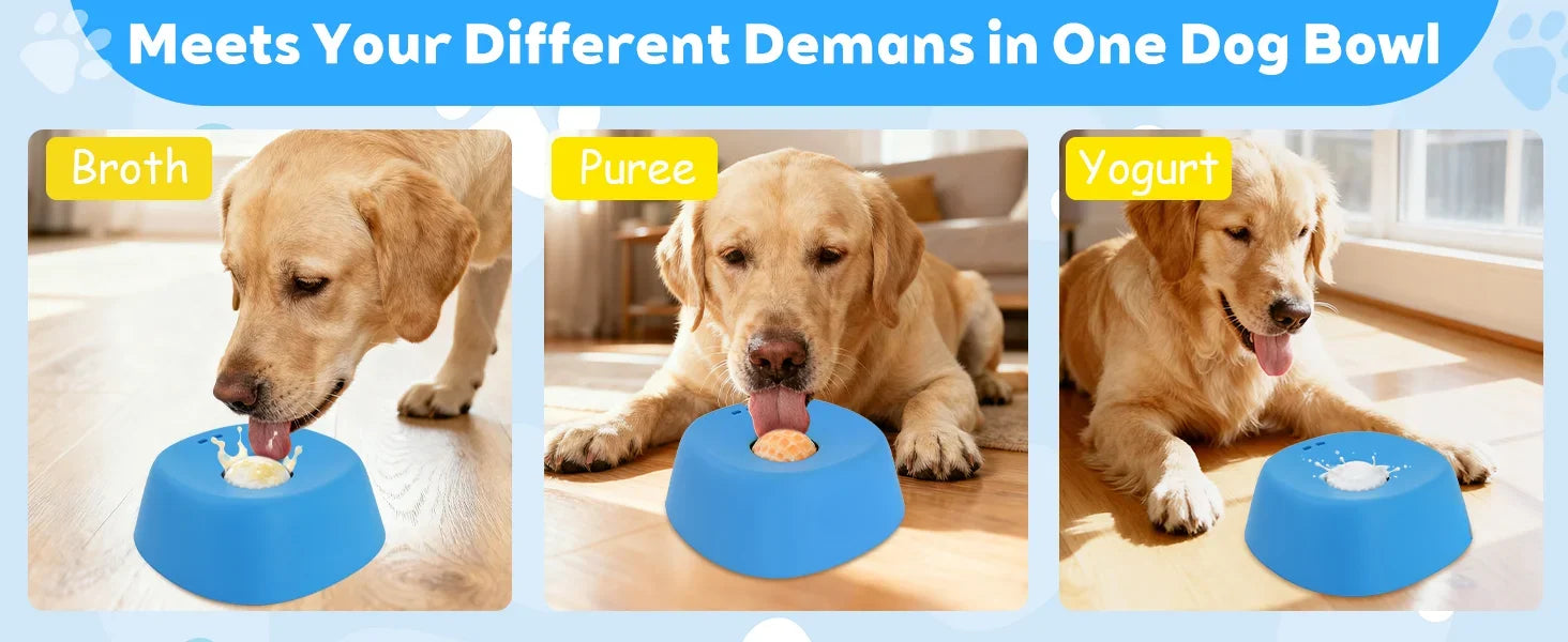 Slow Feeder Lick Bowl for Dogs – Spill-Resistant Lick Mat with Rolling Ball