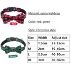 Christmas Plaid Dog Collar with Bow Tie and Snowflake Design | Adjustable Holiday Pet Collar for Small Large Dogs and Cats
