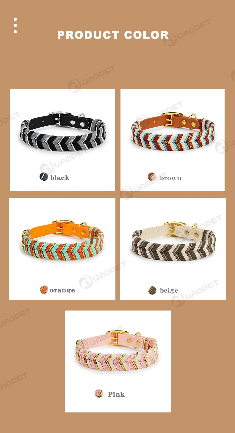 Handmade Fashion Dog Collar for Small Medium and Large Dogs – Colorful Reflective Pet Neck Collar