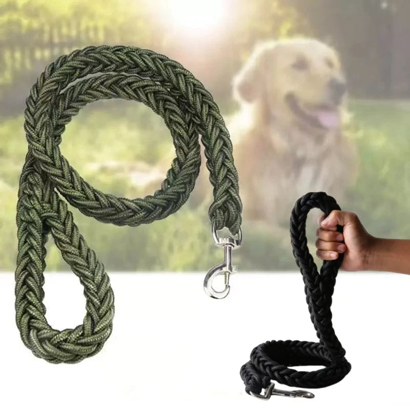 Large Dog Leash Nylon Braided Traction Rope – Heavy Duty Walking Lead for Bulldog, Rottweiler and Hound Dogs