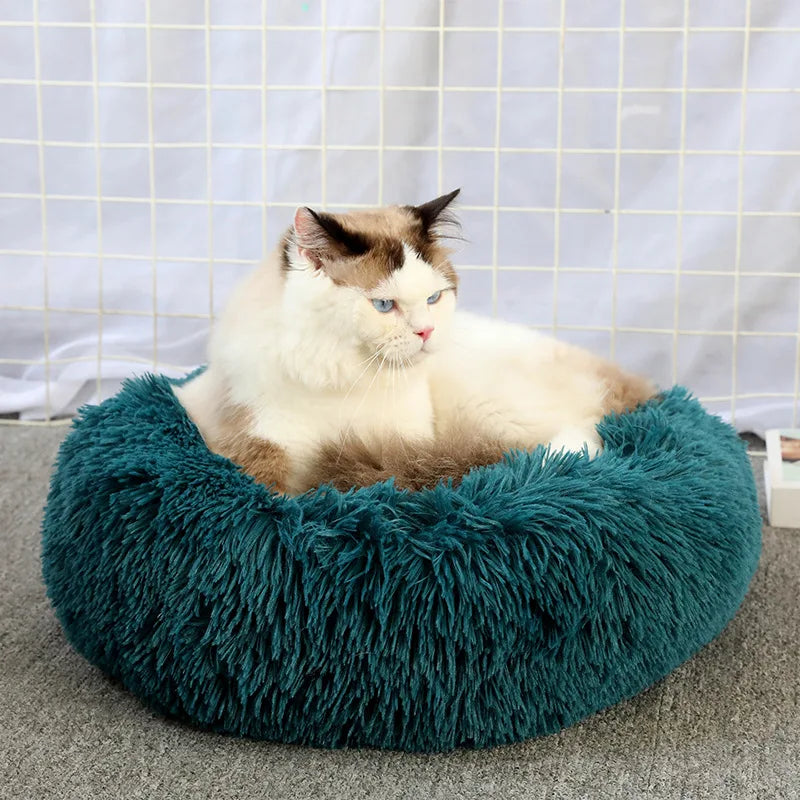 Super Soft Plush Cat Bed – Washable Donut Pet Bed for Cats and Small Dogs