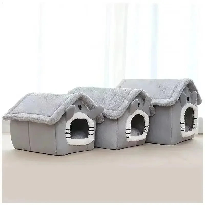 Indoor Warm Dog House Tent Bed for Small Dogs & Cats – Removable Washable Cushion All-Season Pet Kennel