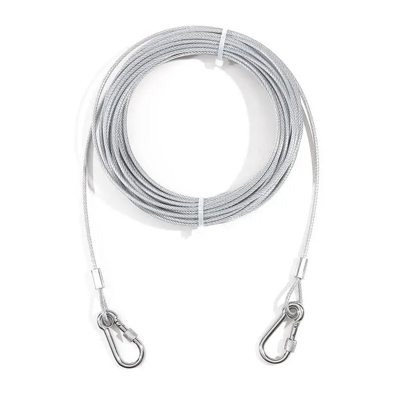 Double-Headed Dog Tie Out Cable Leash – Heavy Duty Steel Wire Outdoor Training Traction Rope