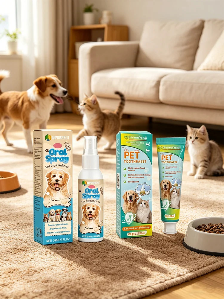 Pet Toothpaste & Mouth Spray Set – Dental Care, Fresh Breath & Teeth Cleaning for Dogs and Cats