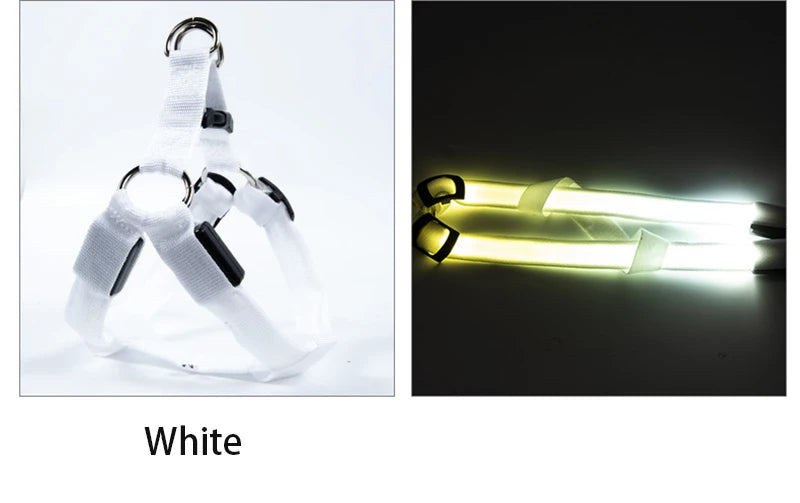 Adjustable LED Dog Harness Usb Rechargeable Flashing Night Safety No Pull Collars Harness For Small Medium Dogs Pets Arnes Perro