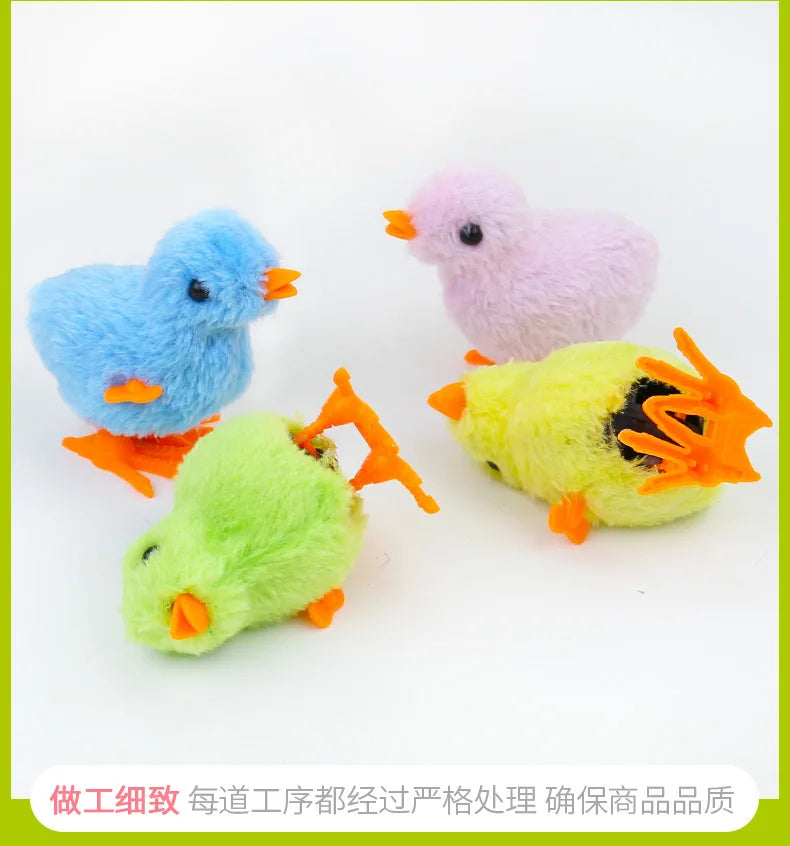Wind Up Chicken Cat Toy Interactive Jumping Walking Plush Toy for Cats