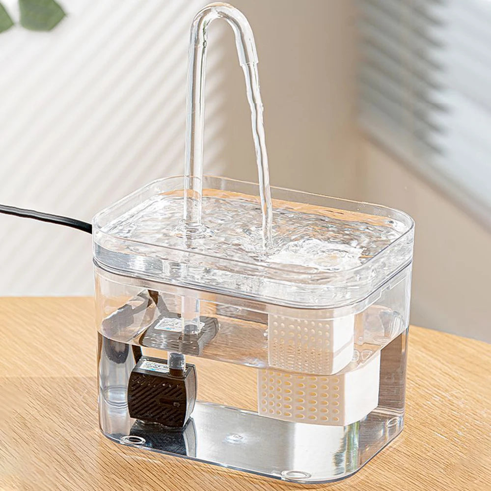 Cat Water Fountain Drinker 1.5L Auto Filter Transparent Water Dispenser Electric Mute Recirculate Filtering Drinker for Cats Pet