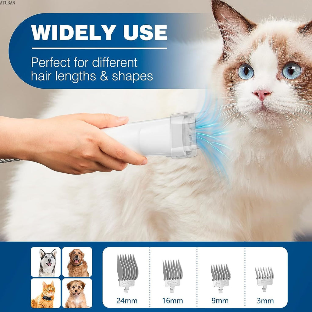 Pet Grooming Vacuum Kit 2.3L | Dog Hair Vacuum & Low Noise Grooming Clipper Set