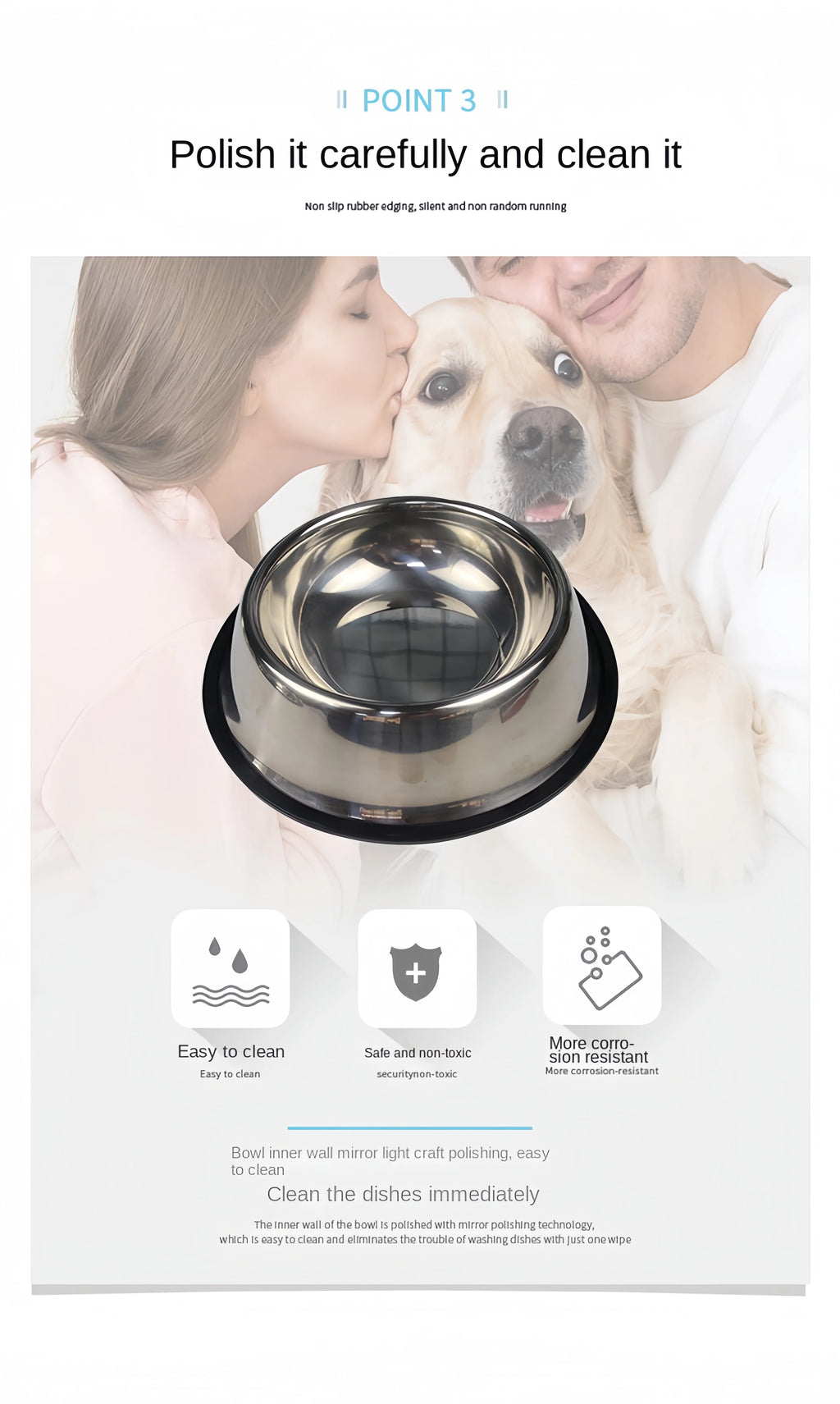 Stainless Steel Pet Bowl – Durable & Easy to Clean (6 Sizes)