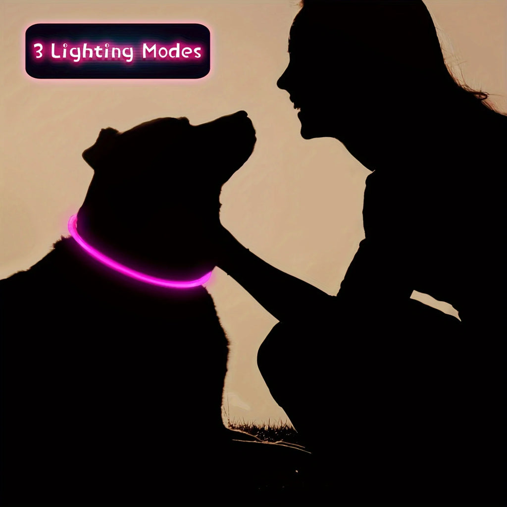 USB Rechargeable LED Dog Collar – Luminous Reflective Anti-Lost Pet Collar for Dogs
