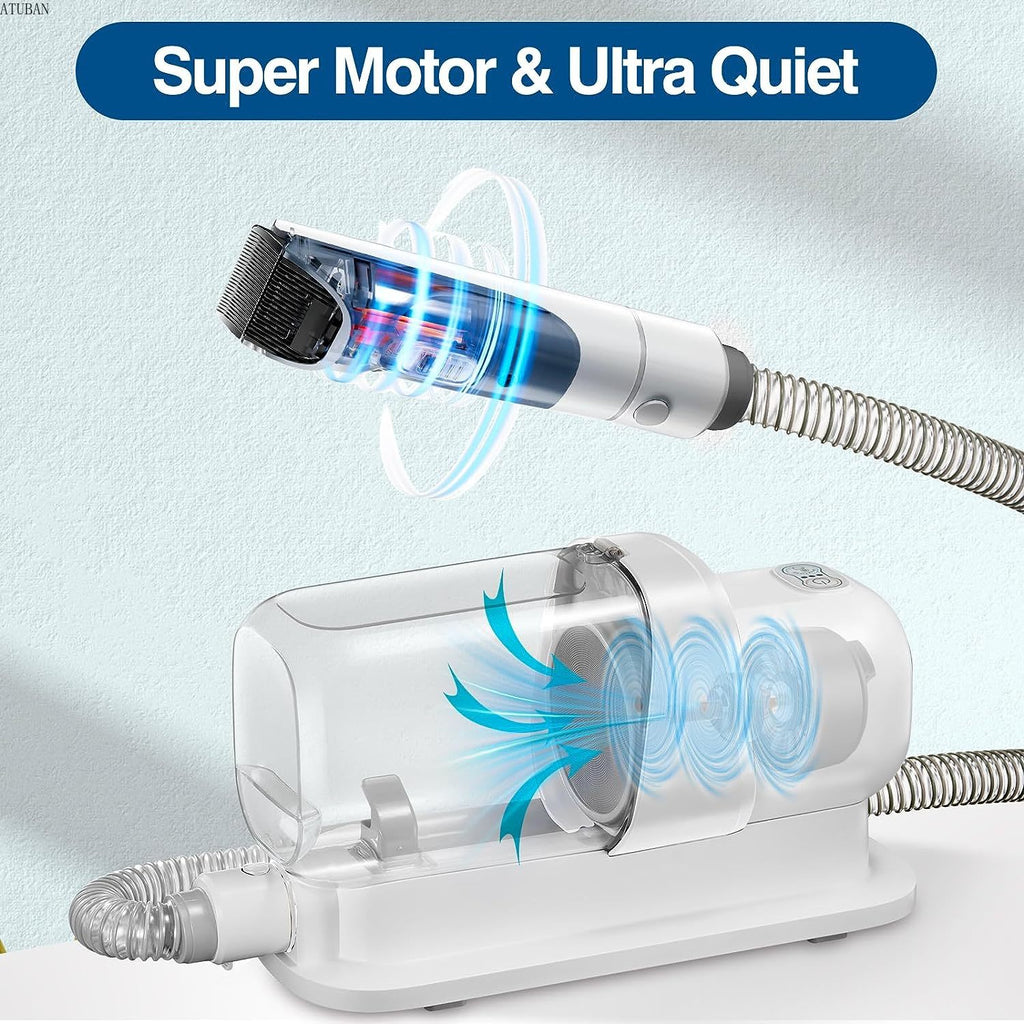 Pet Grooming Vacuum Kit 2.3L | Dog Hair Vacuum & Low Noise Grooming Clipper Set
