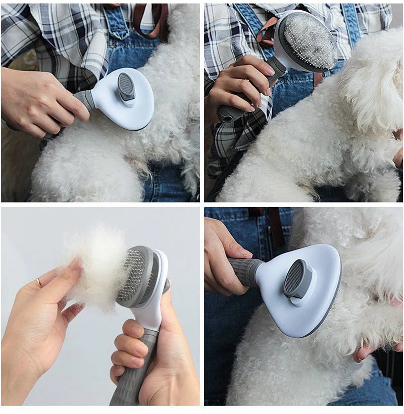 Dog & Cat Grooming Brush – Stainless Steel Pet Hair Remover & Deshedding Comb
