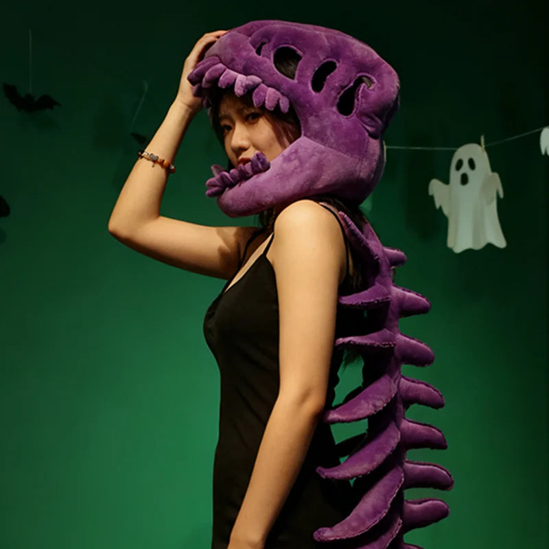 Realistic Dinosaur Skeleton Costume Set – Plush Headgear & Dress-Up Accessory