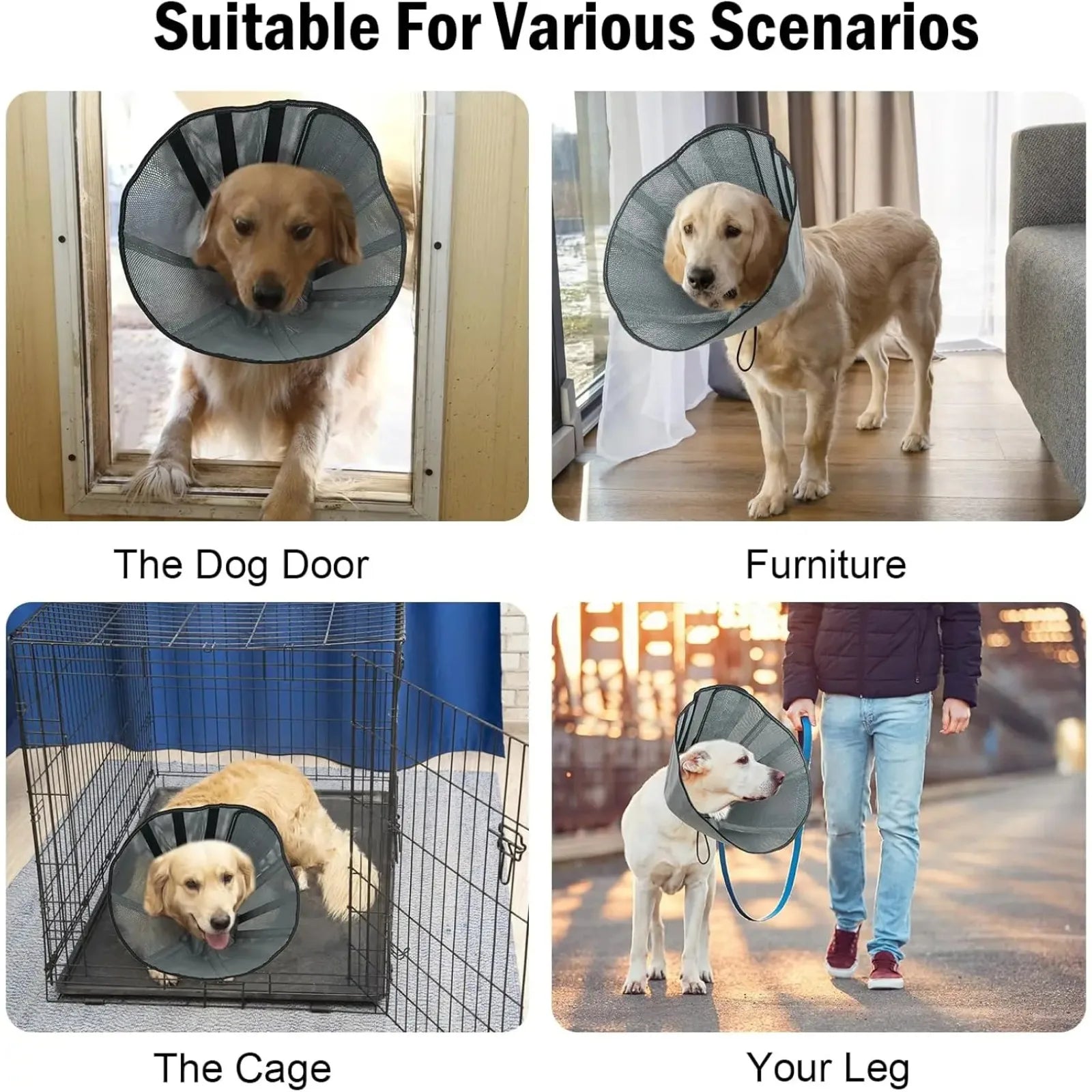 Soft Dog Cone Collar for Large and Extra Large Dogs | Adjustable Recovery E-Collar Alternative After Surgery
