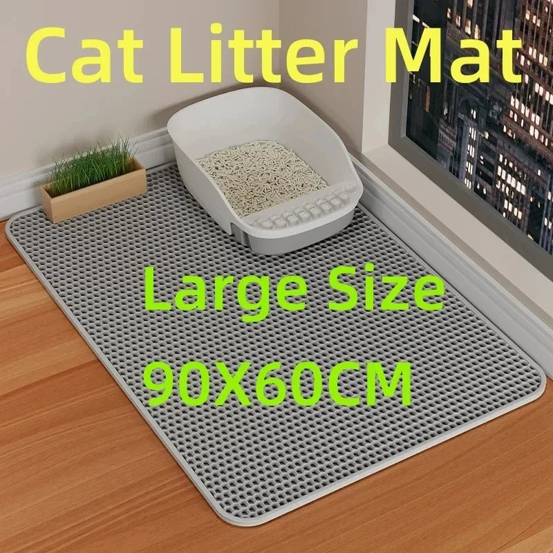 Waterproof Double Layer Cat Litter Mat – Honeycomb EVA Litter Trapping Mat, Non-Slip Washable Pet Toilet Floor Protector