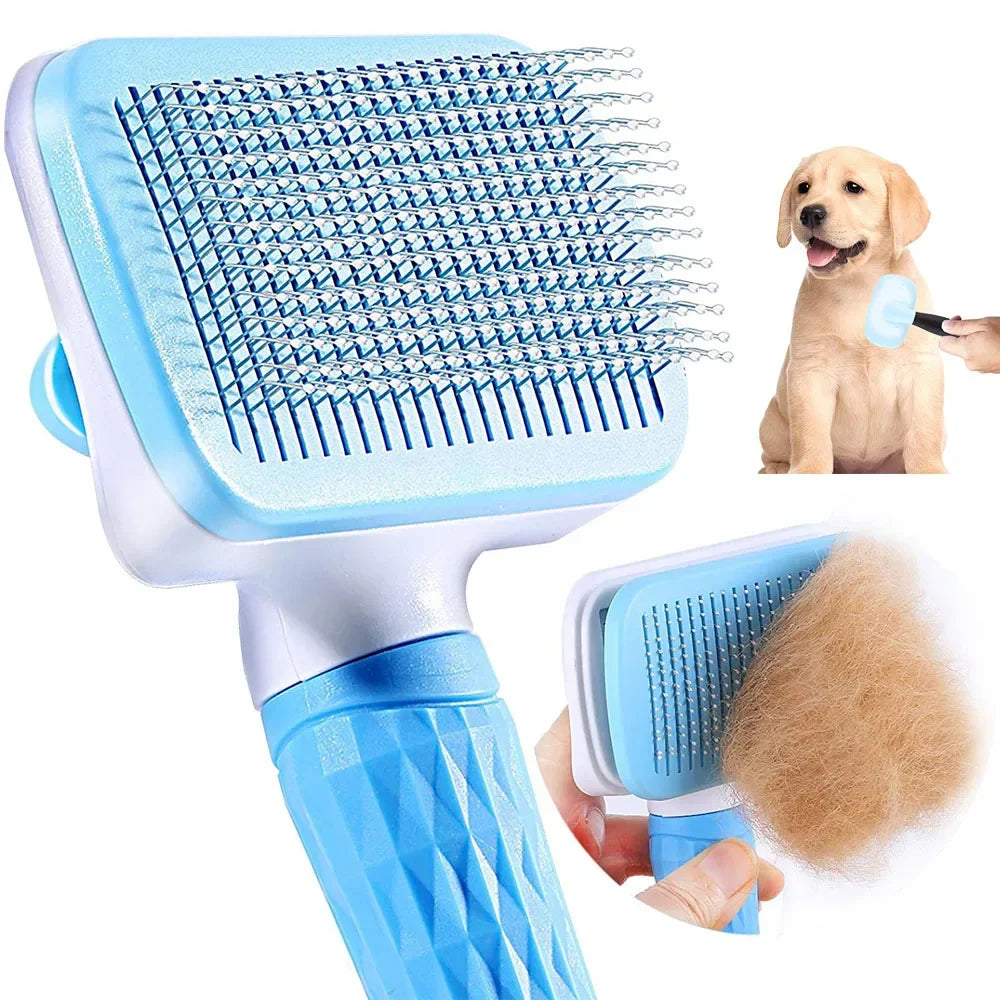 Dog & Cat Grooming Brush – Stainless Steel Pet Hair Remover & Deshedding Comb