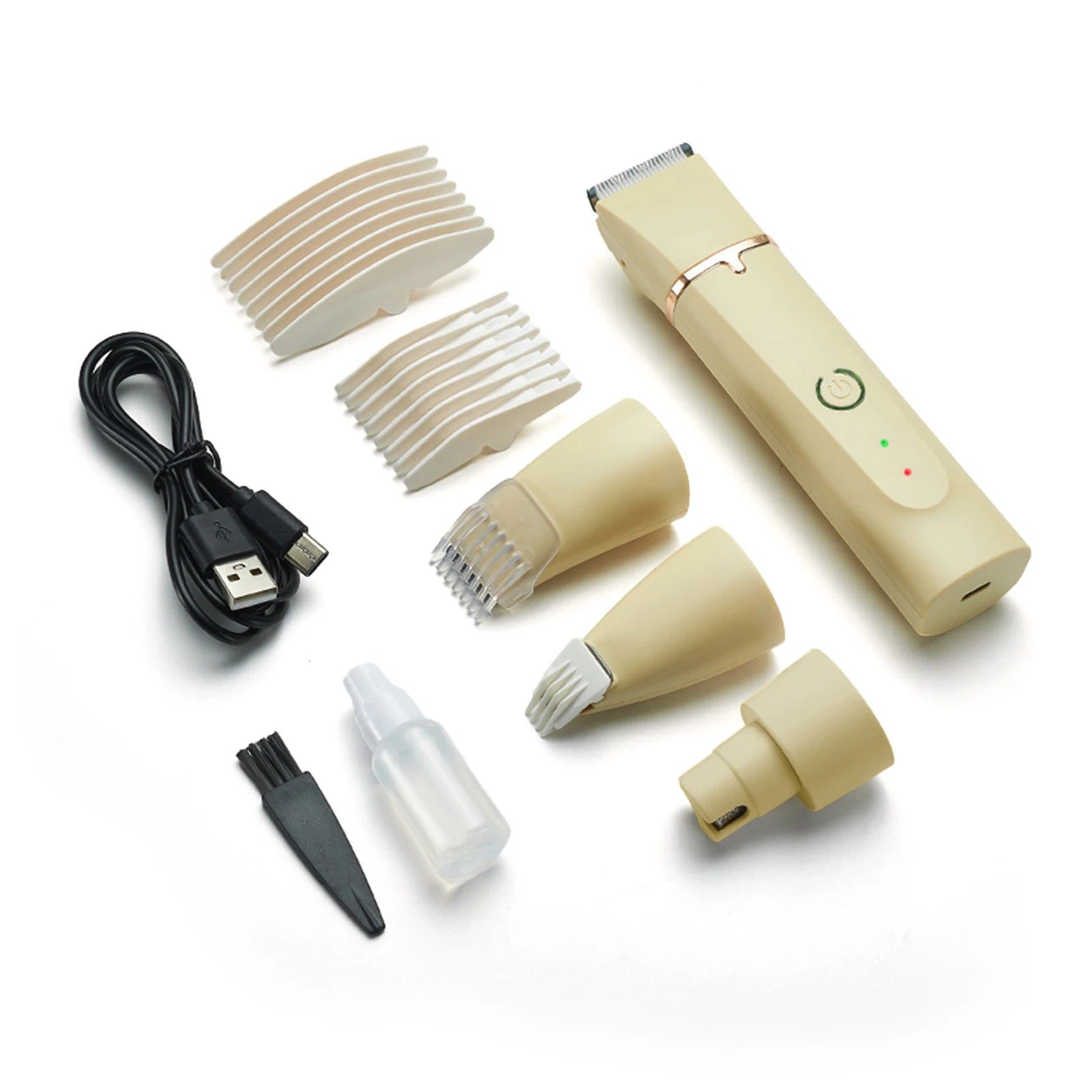 Professional 4-in-1 Electric Pet Grooming Tool Set – USB Rechargeable Dog Hair Clipper, Nail Grinder & Pet Trimmer